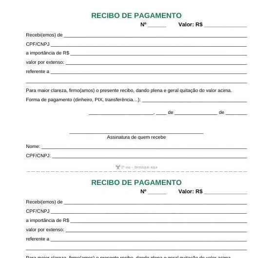 Prévia: Modelo de Recibo de Pagamento